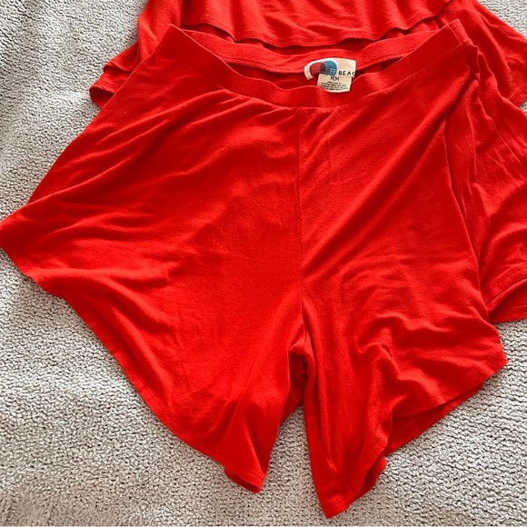 Free people red orange strapless layered + relaxed boho short sunsational set - Picture 6 of 10